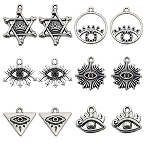 Set of 12 silver alloy Eye of Horus charms in 6 styles for DIY jewelry making