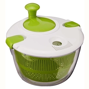 Salad Spinner Vegetable Dehydrator Manual Plastic Kitchen Wash Basin Strainer Basket Fast Dry Green