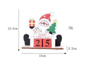 Detail of wooden Christmas advent calendar with Santa motif and movable date blocks