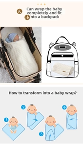 Detail of breathable knit baby swaddle showing grid texture and easy folding steps