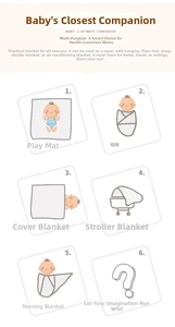 Detailed guide showing 5 versatile uses of the knitted baby blanket for strollers and nursing