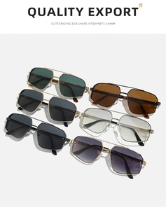 Détails des lunettes de soleil géométriques multicolores avec monture en métal double pont