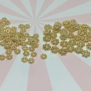 Golden flower petal bead caps 6mm for DIY jewelry making and bracelet spacers