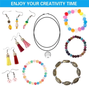 DIY jewelry making kit featuring tree of life necklaces, bead bracelets and tassel earrings