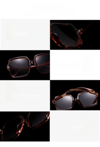 Detail view of square tortoiseshell sunglasses showing metal hinges and integrated nose pads