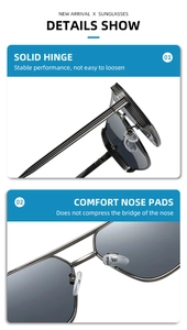 Détails des charnières métalliques et des plaquettes de nez en silicone de ces lunettes