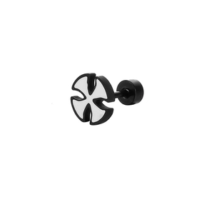 Minimalist black and white enamel cross stud earrings in polished stainless steel for women