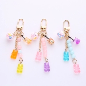 Cute candy gummy bear keychain pendant set for AirPods case in colorful pastel shades