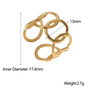 Minimalist 18k gold plated stainless steel open ring with hollow circular design