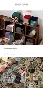 Macro detail of vintage art stickers featuring botanical and Van Gogh oil painting designs