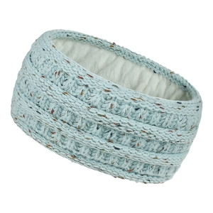 Bandeau d'hiver tricoté bleu clair avec points colorés et doublure polaire douce