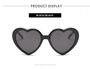 Front view of black heart-shaped polarized sunglasses with high-definition lenses