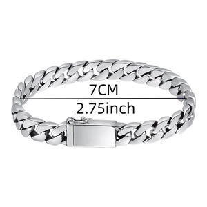 Classic silver Miami Cuban link bracelet for men with 7cm width size specifications