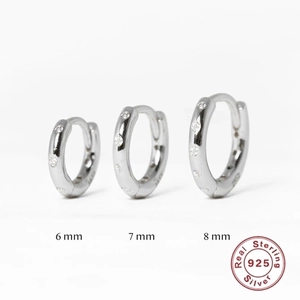 Three-piece S925 sterling silver hoop earrings set in 6mm, 7mm, and 8mm sizes