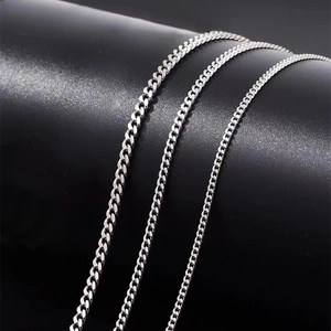 Three variants of 925 sterling silver Cuban link necklaces in different thicknesses