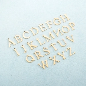 Set of 26 gold stainless steel alphabet pendants from A to Z for DIY jewelry making