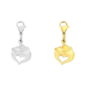 Unique stainless steel animal heart charms with lobster clasp in gold and silver finish