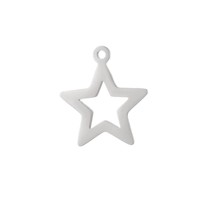 Minimalist silver stainless steel star pendant with top ring for DIY jewelry making