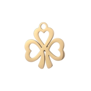Polished gold stainless steel clover pendant crafted from three hearts for jewelry DIY