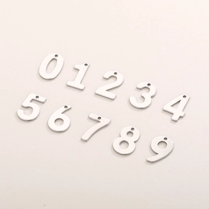 Minimalist silver stainless steel 0-9 number pendants for DIY jewelry making