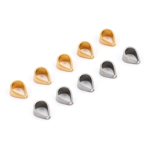 Polished stainless steel pinch bails for DIY jewelry making in gold and silver