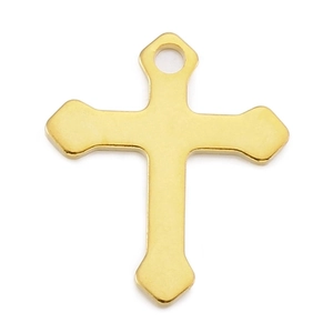 Minimalist gold stainless steel cross pendant necklace charm with polished finish