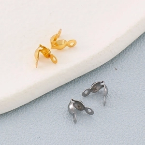 Stainless Steel Clamshell Bead Tips Fold Over Cord Ends Knot Covers For Jewelry Making DIY Handcrafted Findings