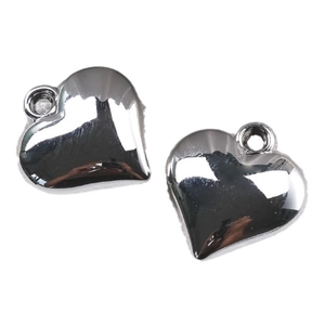 Silver plated acrylic heart pendants with smooth metallic finish for DIY jewelry crafts