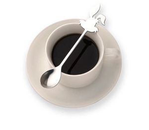 Macro shot of 304 stainless steel coffee spoon featuring a creative bunny head handle design