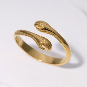 Hugging Hands Ring Stainless Steel Adjustable Open Band Creative Minimalist Jewelry For Men Women Non Tarnish Gift