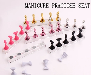 Close-up of magnetic nail art display stands in assorted colors with acrylic bases