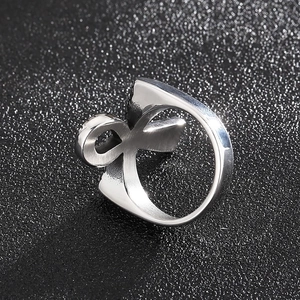 Punk style vintage silver cross ring with an asymmetric geometric wrap design