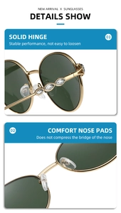 Vue macro de lunettes de soleil dorées avec détails en cristal et plaquettes souples