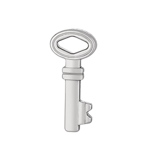 Detailed view of a silver stainless steel key-shaped pendant for DIY jewelry making