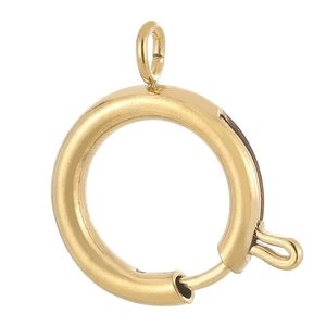 Macro shot of gold plated stainless steel spring ring clasp for jewelry making