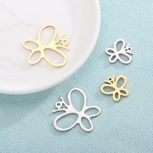 Minimalist hollow butterfly stainless steel pendants in gold and silver, 4 pieces set