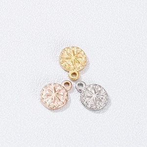 Stainless Steel Round North Star Pendants Starburst Embossed Charms For DIY Jewelry Making Accessories Minimalist Style