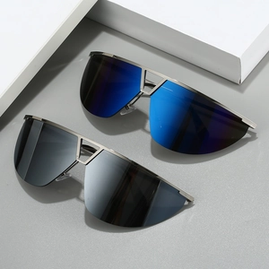 Shield Sunglasses Futuristic Y2K Cyberpunk Metal Frame UV400 Protection Rimless Eyewear For Men Women