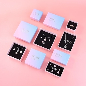 Pink and blue gradient jewelry gift boxes with gold Best Wish text for rings and necklaces
