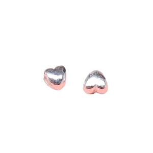 S925 sterling silver heart-shaped stud earrings in two-tone silver and rose gold finish