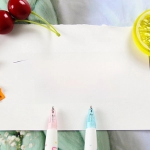 Luminous unicorn ballpoint pen with pastel pink and blue colors and glowing light effect