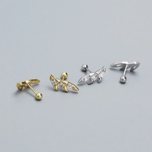 925 silver lightning bolt stud earrings with zircon stones in gold and silver finish