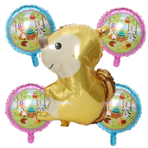 5-piece squirrel woodland animal foil balloon set for jungle birthday party decorations