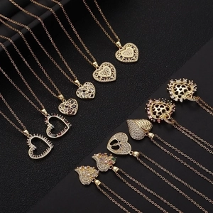 Kupfer vergoldet bunte Zirkon Herz Anhänger Halskette für Damen Schmuck Accessoires.