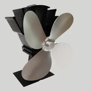 Eco-friendly heat powered aluminum fireplace fan with 4 blades for winter wood stove warming