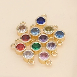 DIY colorful round gemstone pendants in 14k gold-plated frames for jewelry making