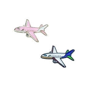 Airplane Enamel Pins Alloy Glitter Pink Aircraft Badges Cartoon Fashion Jewelry Backpack Hat Decoration Accessories