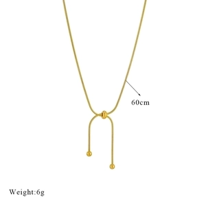 Minimalist gold snake chain necklace with adjustable sliding knot and 60cm length