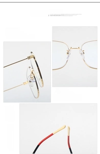 Detail view of lightweight gold metal eyeglass frame with soft silicone nose pads
