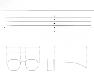 Detailed dimension guide showing 136mm width and lens size for retro frame glasses